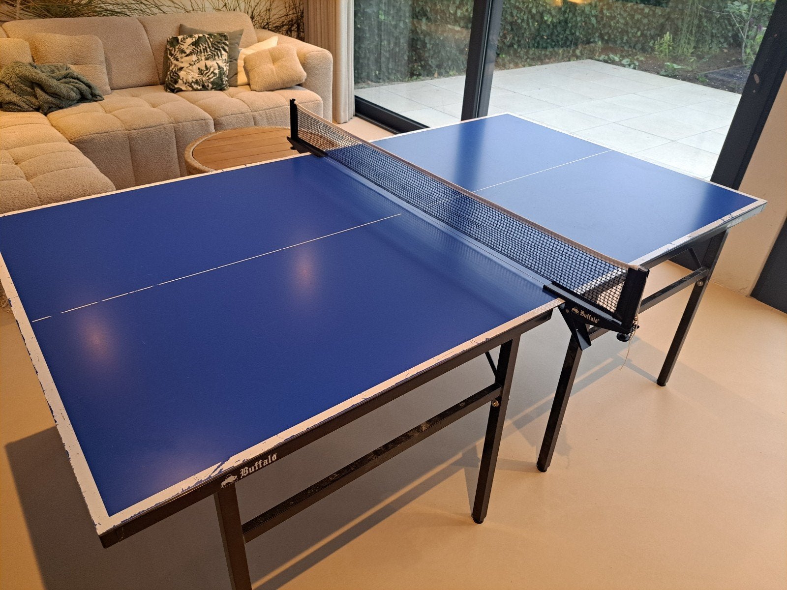 Buffalo indoor/outdoor midi tafeltennistafel, Ophalen, Gebruikt, Tafel Outdoor, Inklapbaar