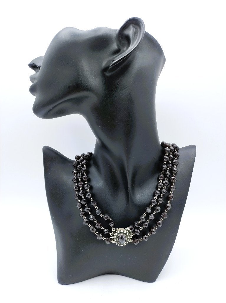 Antieke granaten ketting met zilveren slot, Amsterdam, 120g, Verzenden, Zilver, Ketting