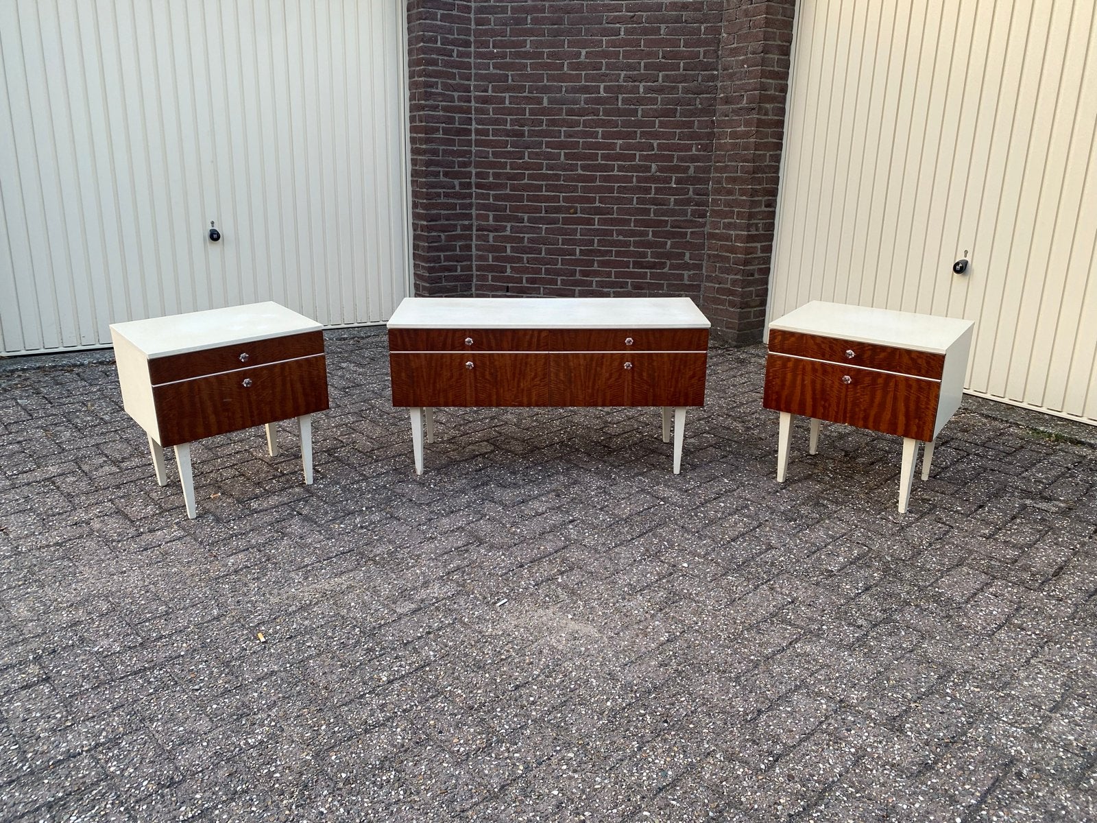 Art Deco / Mid-century Kastjes / Dressoir met Gevlamd Fineer, Antiek en Kunst, Ophalen