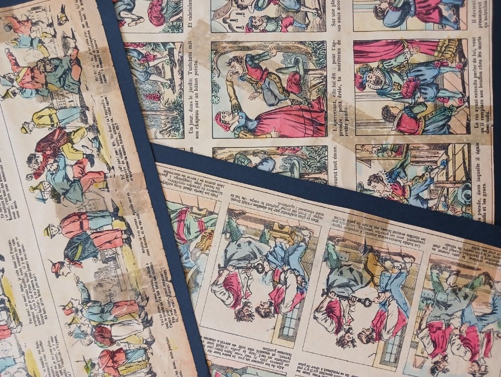 3 x oude prent Imagerie d'épinal No.470 - 513 - 899 schade, Gebruikt, Ophalen of Verzenden, Voor 1940, Prent