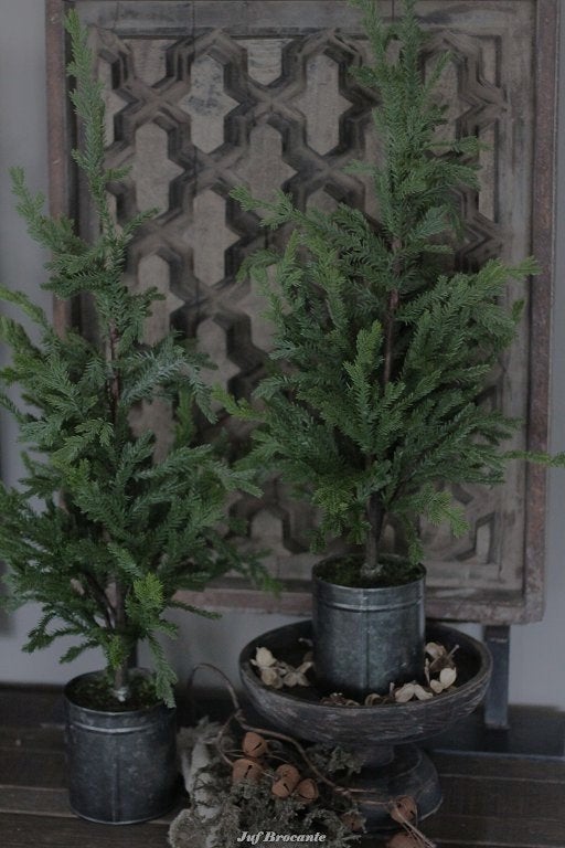 Picea in zinken pot 80 cm (real touch), Www.jufbrocante.nl, Www.jufbrocante.nl, Nieuw, Ophalen of Verzenden