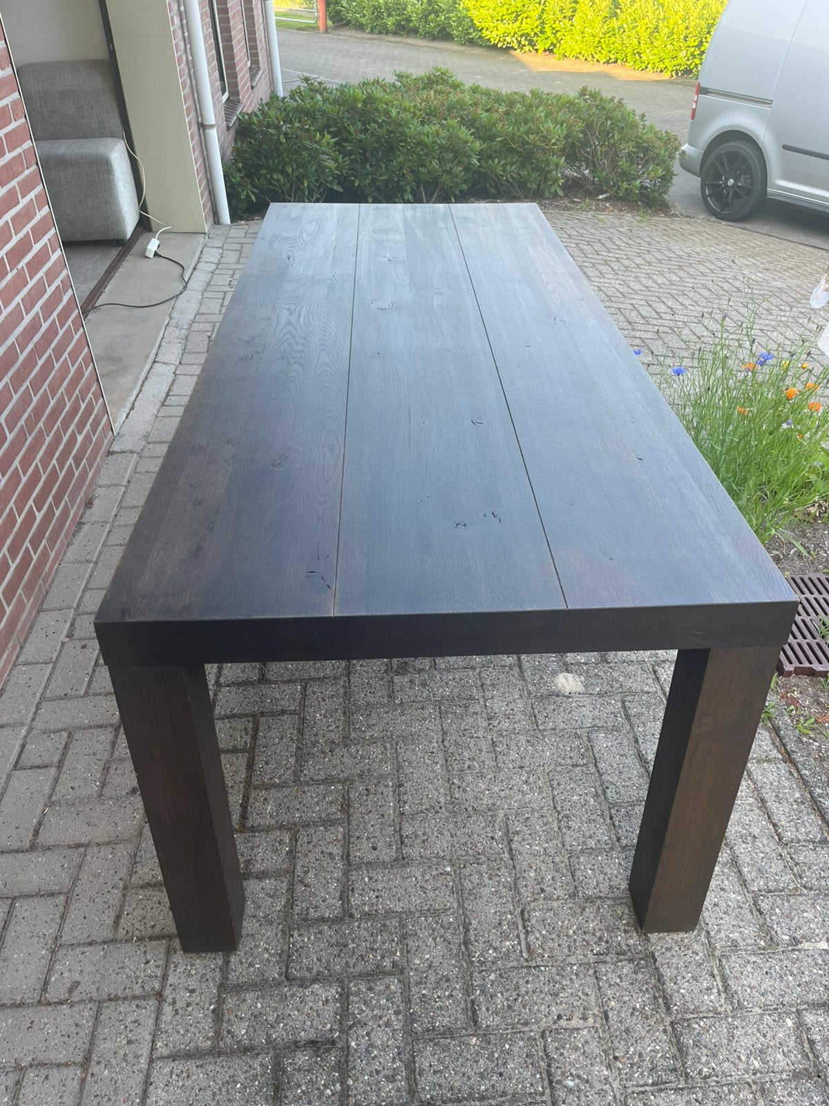Bruine eettafel, Huis en Inrichting, Ophalen, Gebruikt, 200 cm of meer, 50 tot 100 cm