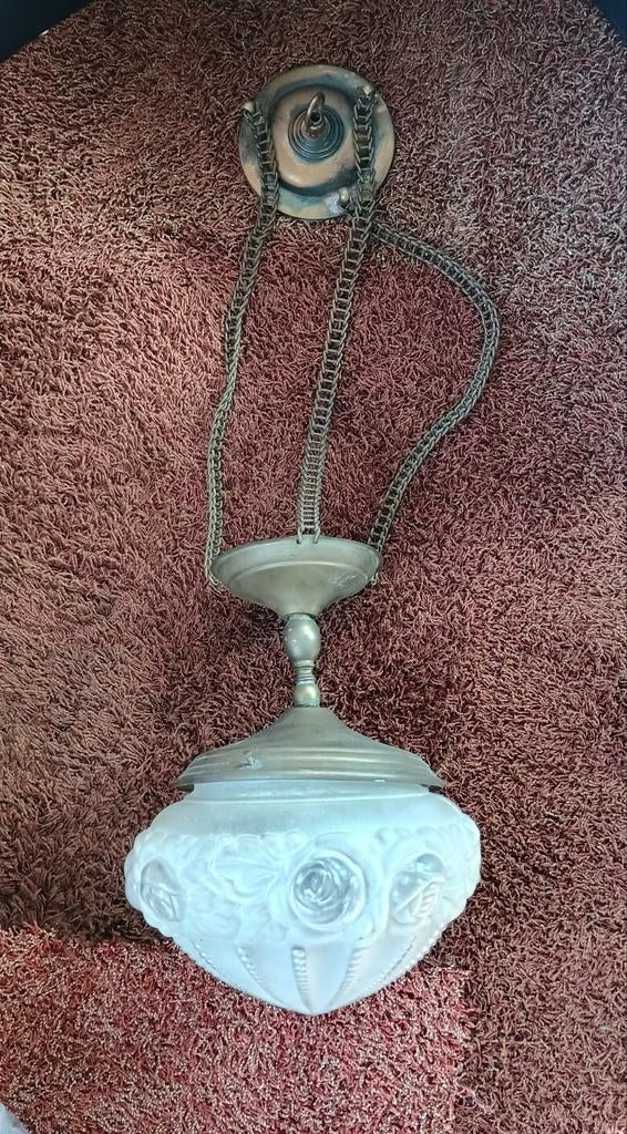 Prachtige Art Deco Plafondlamp met Rozenmotief, Ophalen