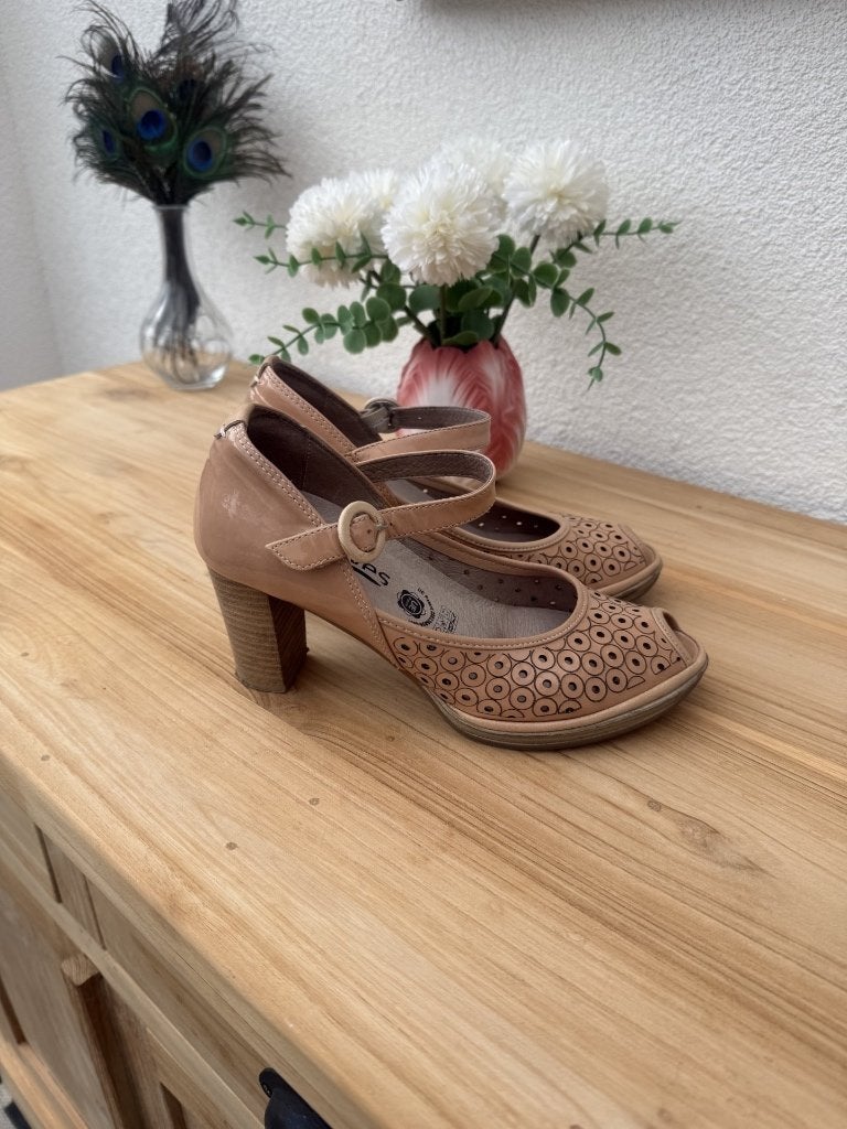 Softwaves leren peeptoe, Kleding | Dames, Pumps, Bruin, Nieuw, Ophalen of Verzenden