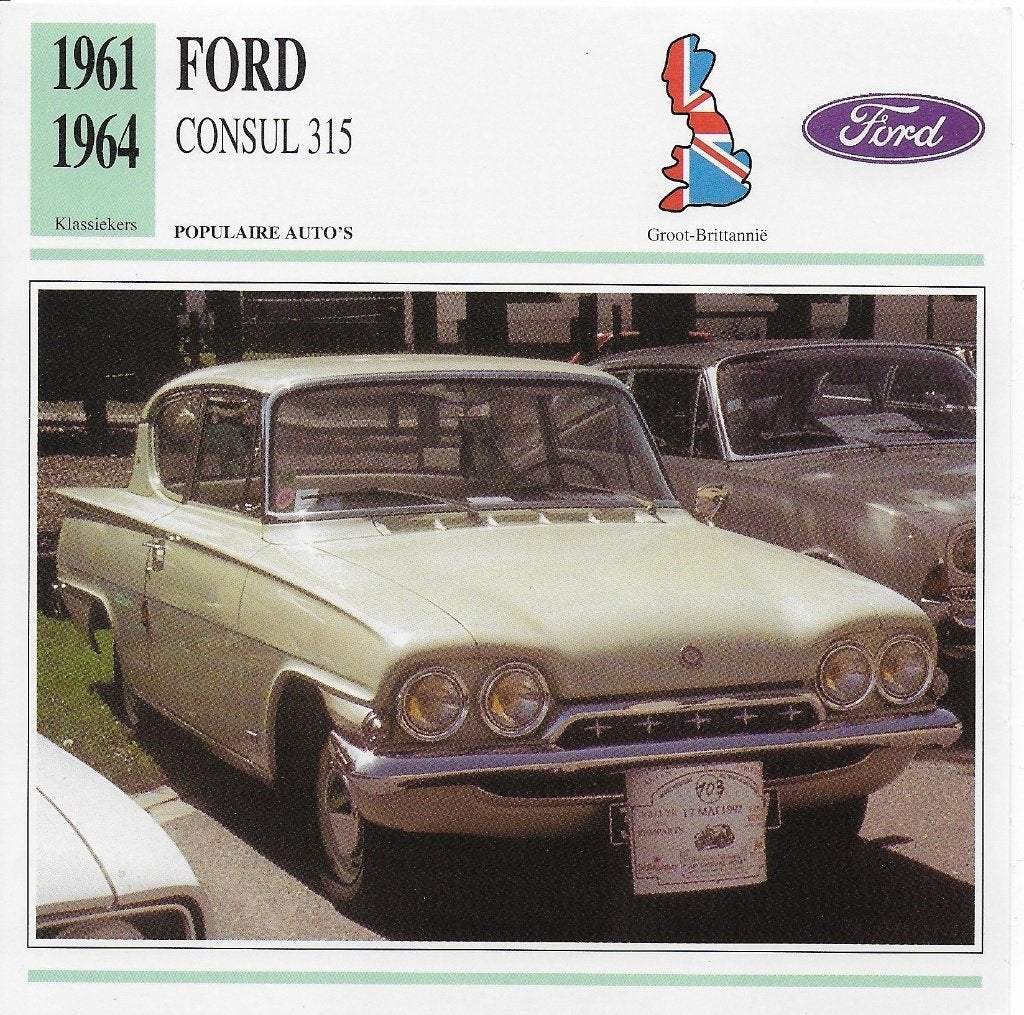 Ma718 autokaart ford consul 315 ( 1961 1964 ), Ophalen of Verzenden, Zo goed als nieuw, Auto's