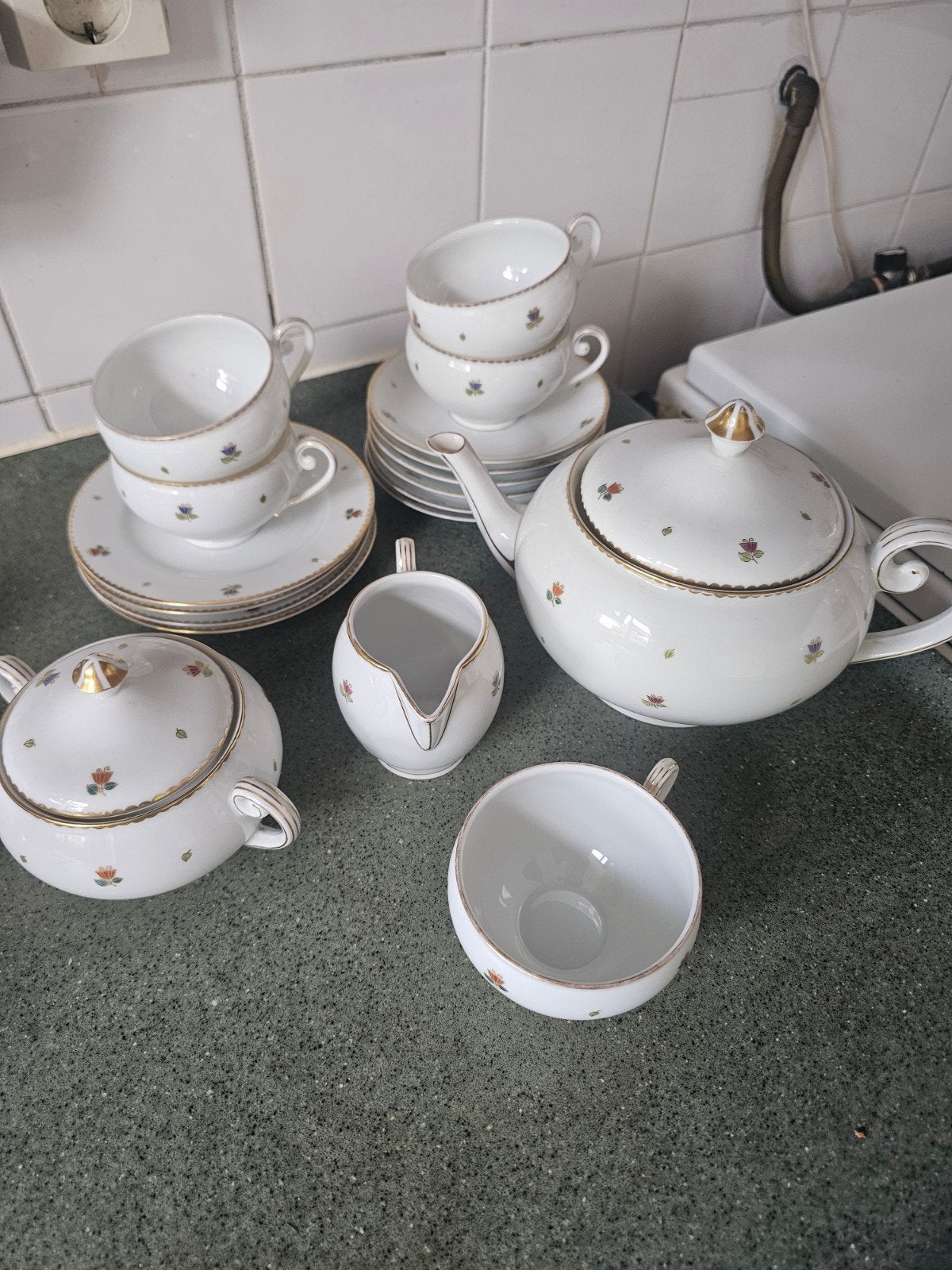 Vintage Porseleinen Theeservies - Neu-Wien Tsjechoslowakije, Ophalen of Verzenden