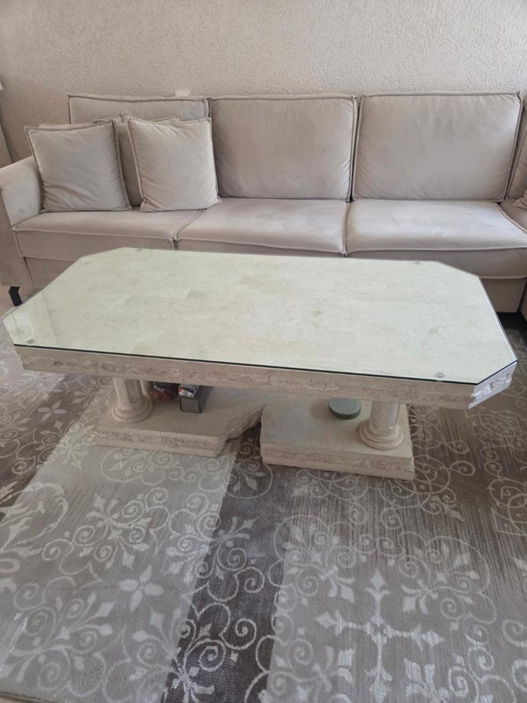 Complete fosil woonkamerset - met glasplaten op de tafels, Huis en Inrichting, Complete inboedels, Ophalen