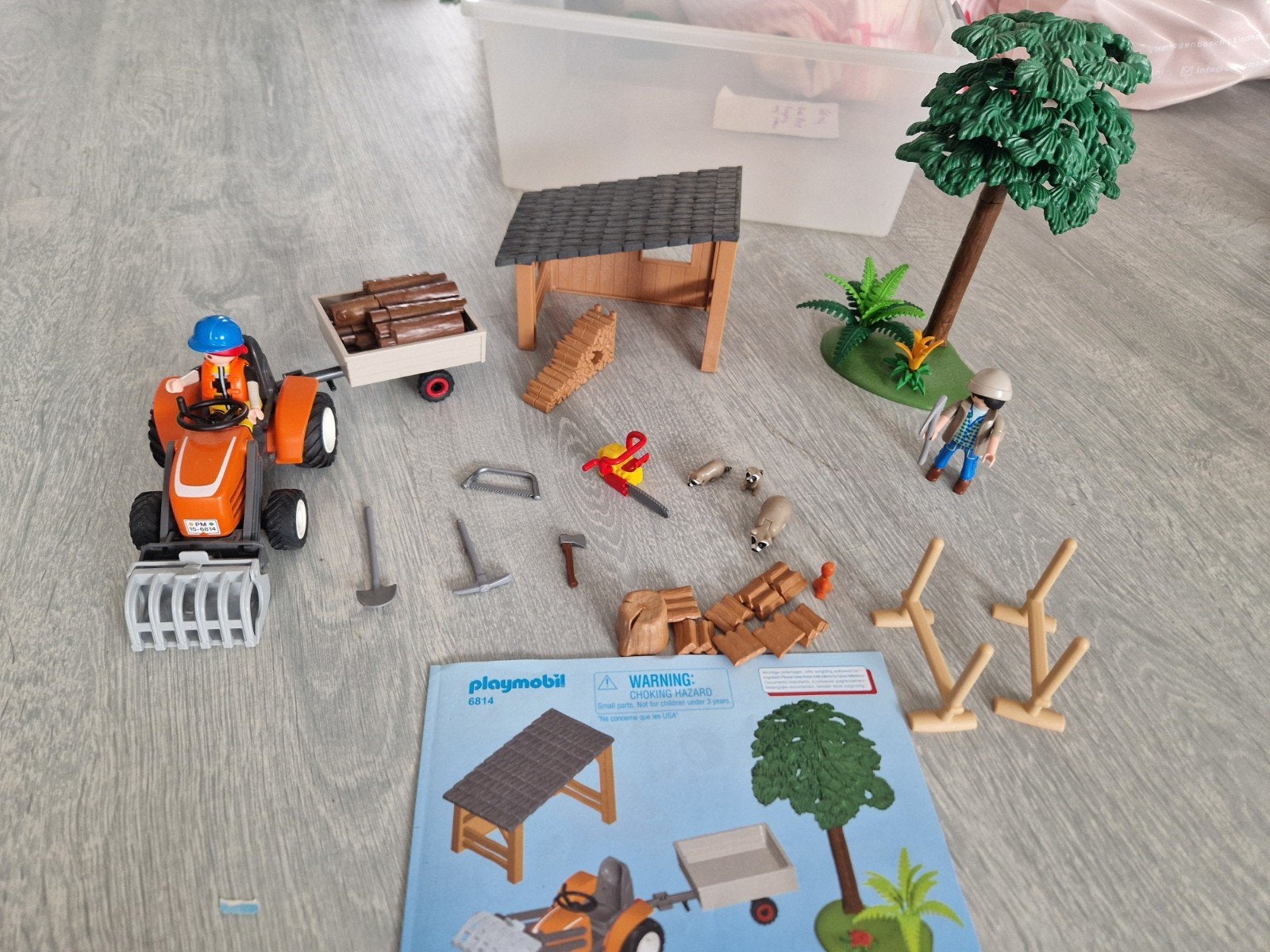 Playmobil 6814 Tractor met Houtwagen en Bosarbeider, Kinderen en Baby's, Speelgoed | Playmobil, Complete set, Voertuig, Ophalen of Verzenden