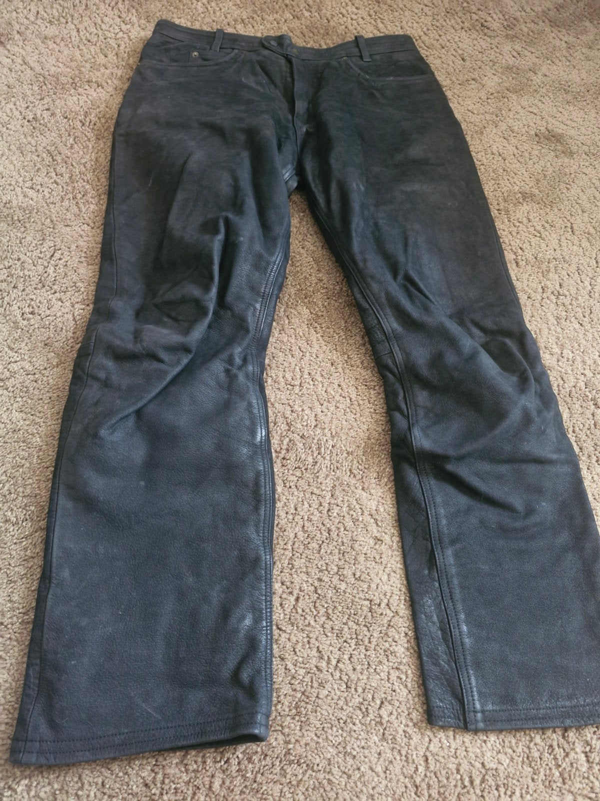 Zwarte leren broek mt 40 / 42, Zwart, Maat 42/44 (L), Ophalen of Verzenden, Onbekend