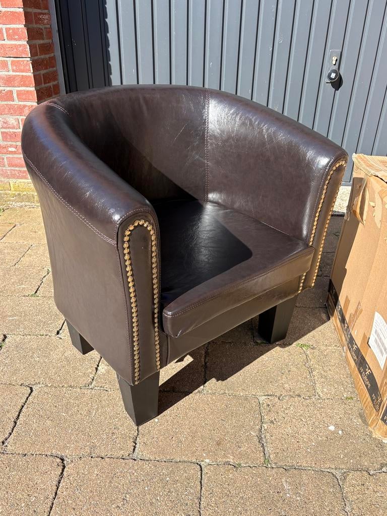2 Chesterfield stoelen, Miadomodo, bruin NIEUW, Huis en Inrichting, Fauteuils, Ophalen of Verzenden, Nieuw, 75 tot 100 cm, Retro, vintage