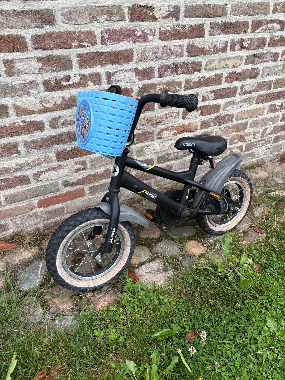 Alpina Kinderfiets met Paw Patrol mandje, Terugtraprem, Zijwieltjes, Gebruikt, Ophalen of Verzenden