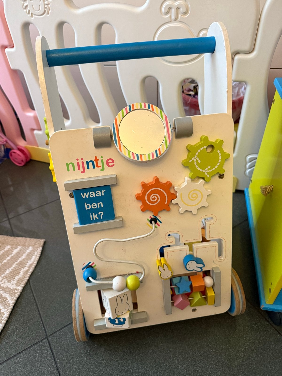 Nijntje Houten Loopwagen met blokken, Ophalen, Gebruikt, Overige typen, Met wieltjes