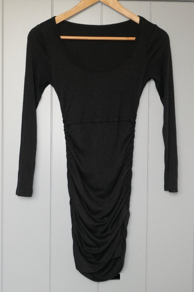 Jurk zwart fijne ribstof | XS | Shein, Kleding | Dames, Zwart, Ophalen of Verzenden, Zo goed als nieuw, Maat 34 (XS) of kleiner