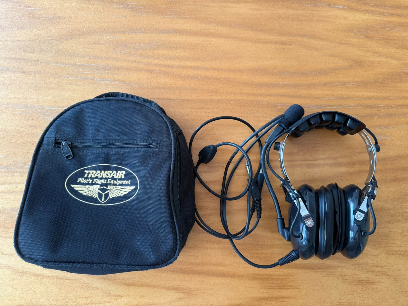 Pilotenheadset Transair Pilot TA-200 Fixed Wing Plugs, Ophalen, Zo goed als nieuw, Zwart, Overige merken