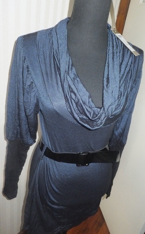 Nieuw! Steps zwart blauw gestreepte jurk/tuniek met riem S36, Nieuw, Steps, Maat 36 (S), Boven de knie