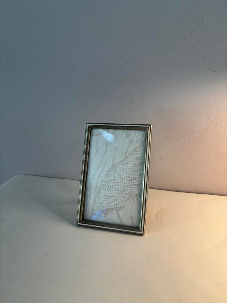 Vintage 60s verzilverd fotolijstje bolglas, Verzenden, *, *, Gebruikt