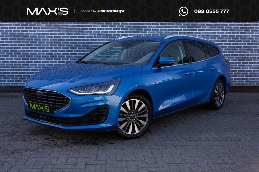 Ford Focus Wagon 1.0 EcoBoost Hybrid Titanium X | Cruise Con, Gebruikt, Blauw, Origineel Nederlands, 155 pk