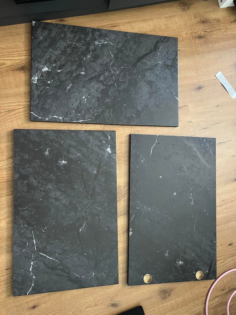 BERGSVIKEN Deur/ladefront, zwart marmerpatroon 3 stuks, Ophalen, Zo goed als nieuw
