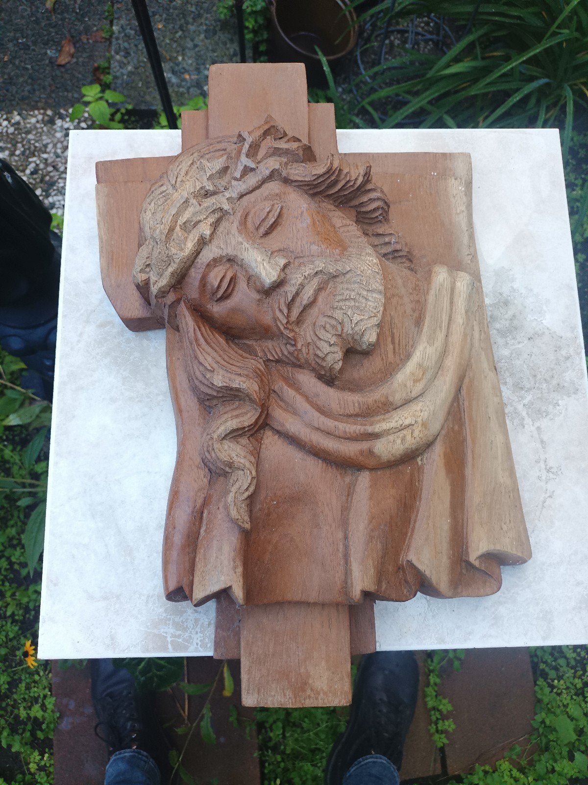 Uniek handgesneden houten Christusbeeld, Ophalen of Verzenden, Handgemaakt, 20 - 50 cm, Beeld