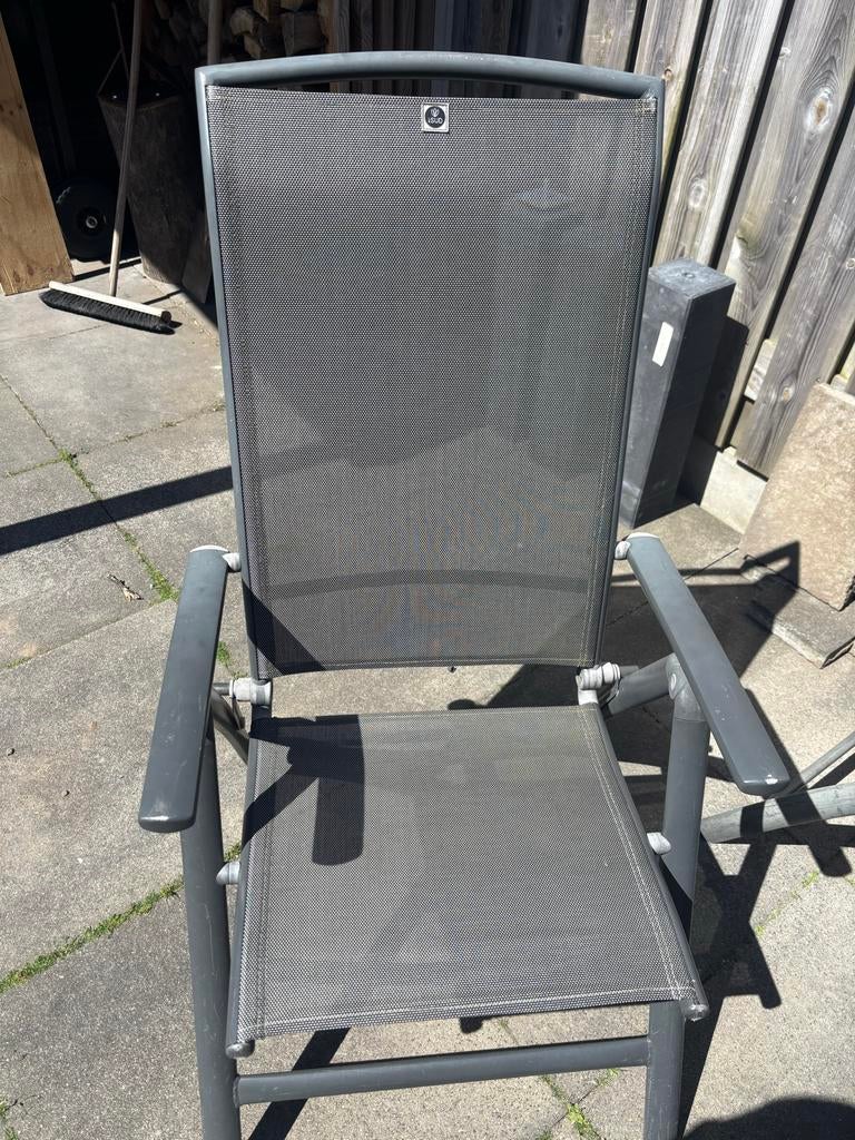 Tuinset met tafel en 4 stoelen - Grijs aluminium, Ophalen, Gebruikt, Eettafel, Tuinset