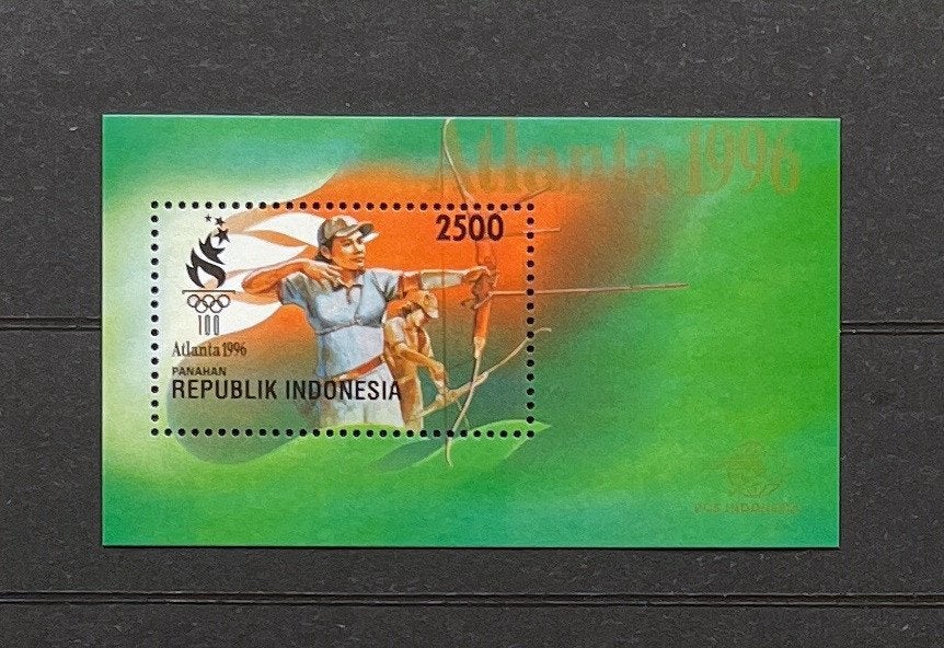 Indonesië Postfris 1996 Blok 109 Boogschieten OS Atlanta ‘96, Ophalen of Verzenden, Postfris, Sport