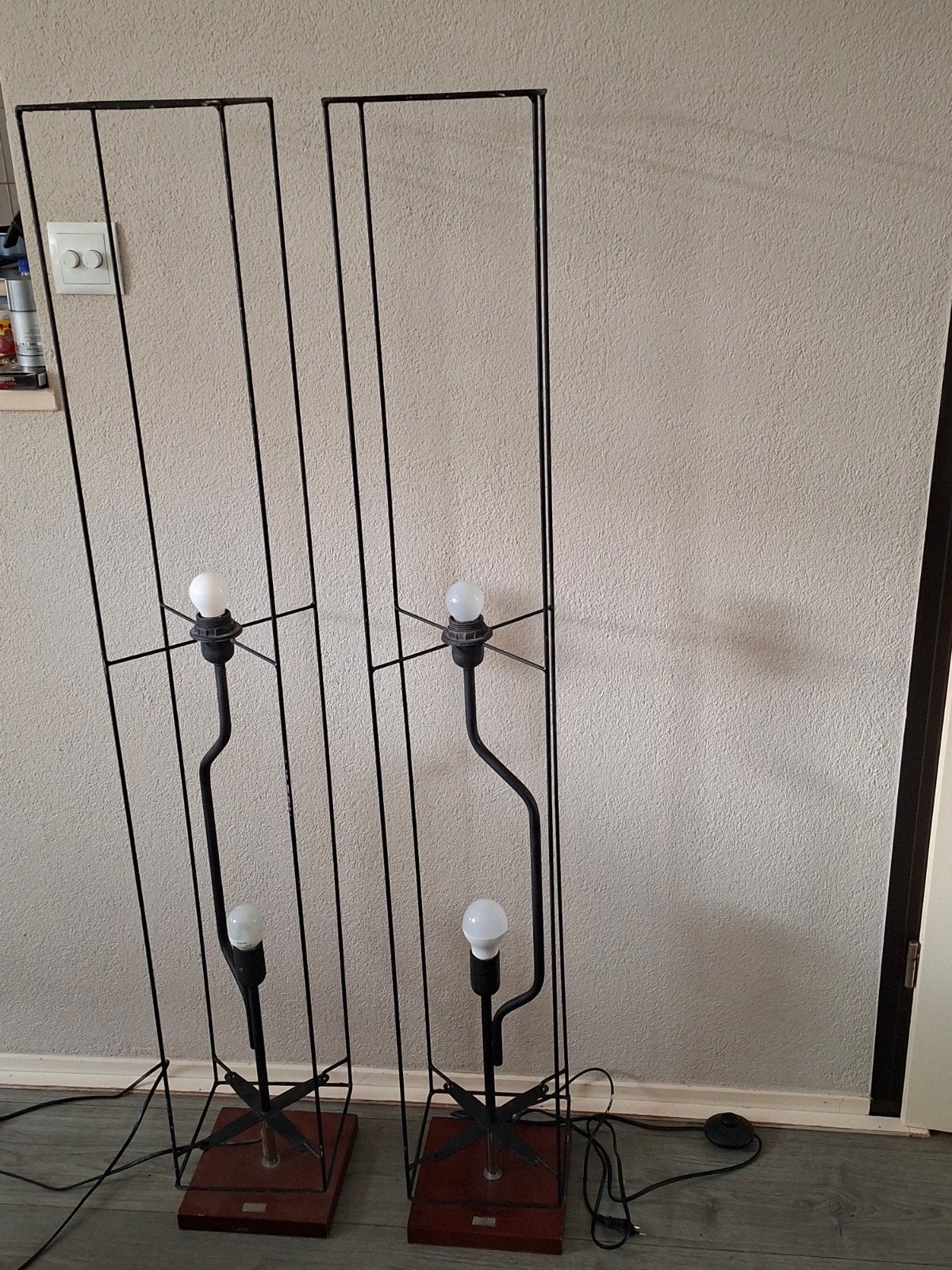 Set van 2 Jan des Bouvrie vintage vloerlampen, Ophalen, Gebruikt, Minimalistisch, Dutch Design, Vintage, E27 (groot)