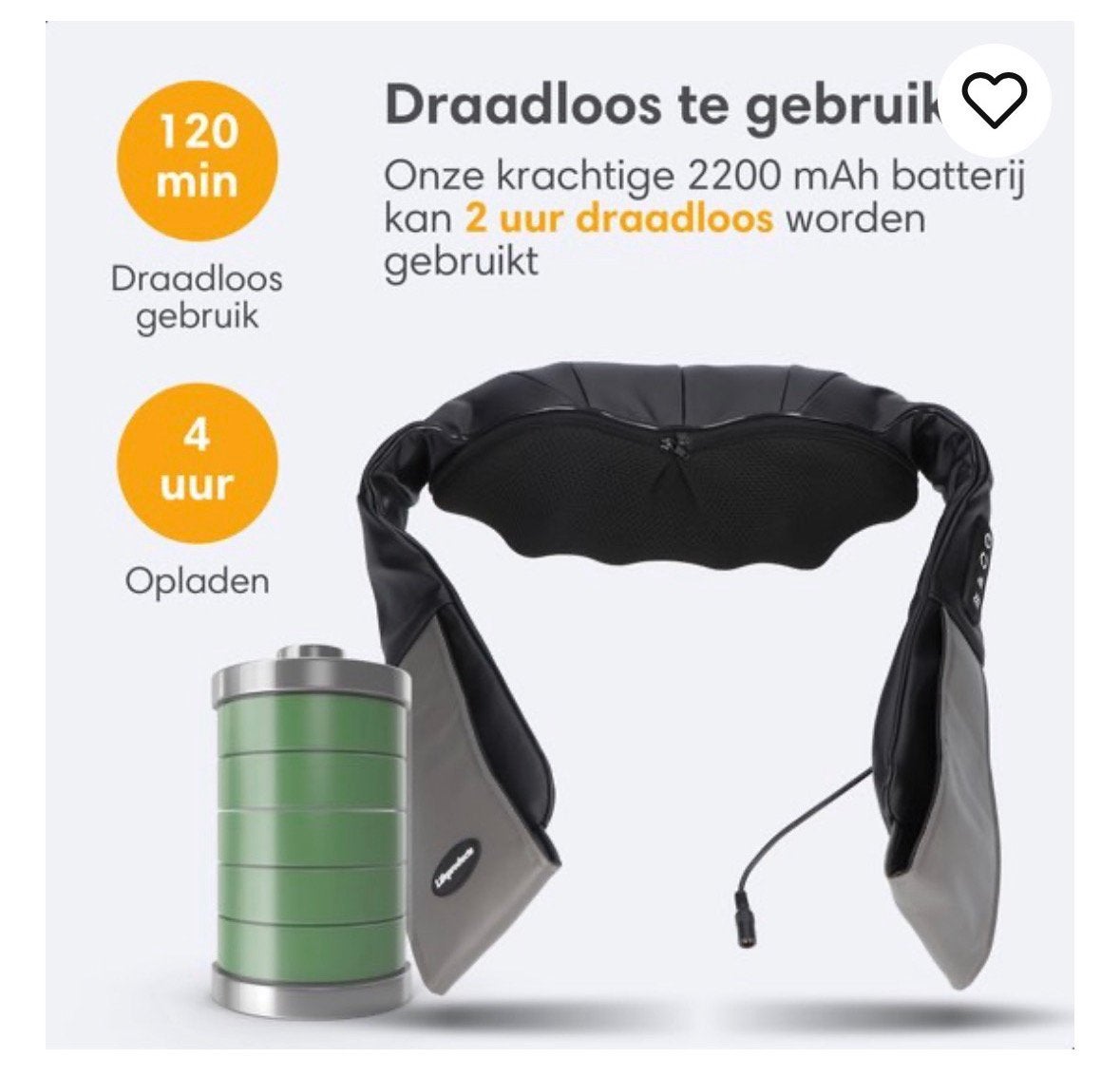AANGEBODEN: NWE Lifeproducts Shiatsu Massagekussen Draadloos, Ophalen of Verzenden, Nieuw