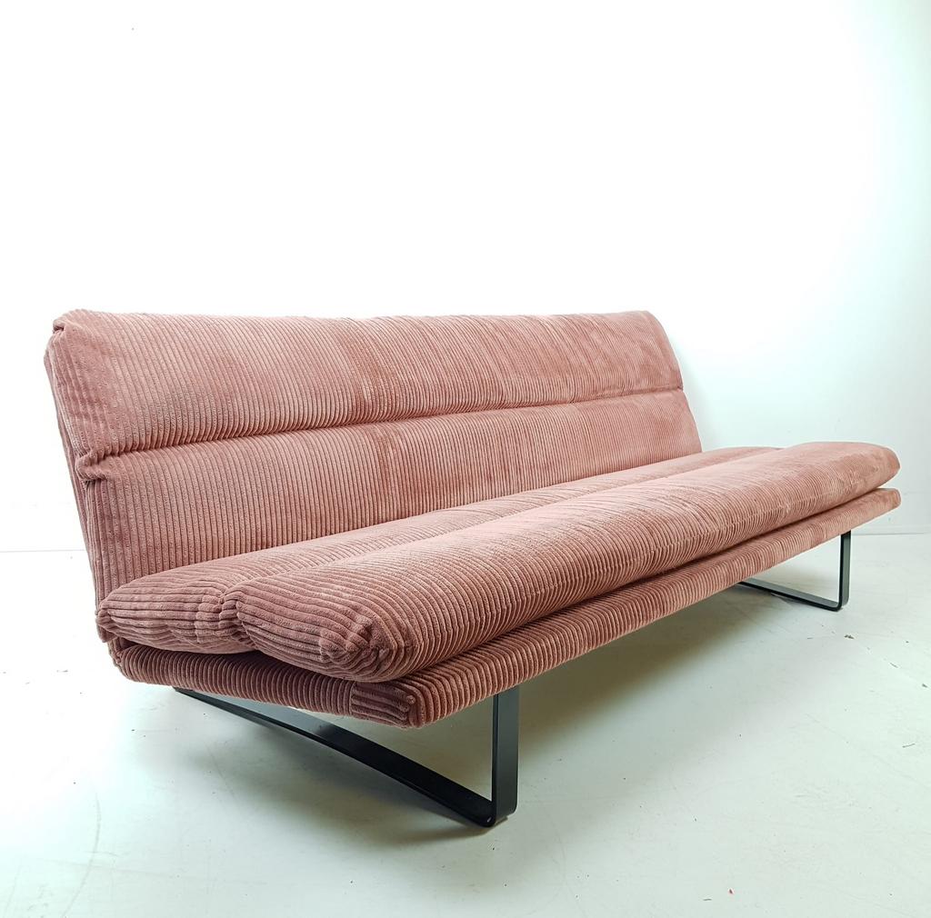 Vintage Artifort bank Kho Liang Le roze rib nieuwe kussens, Modern vintage, ., 150 tot 200 cm, Tweepersoons