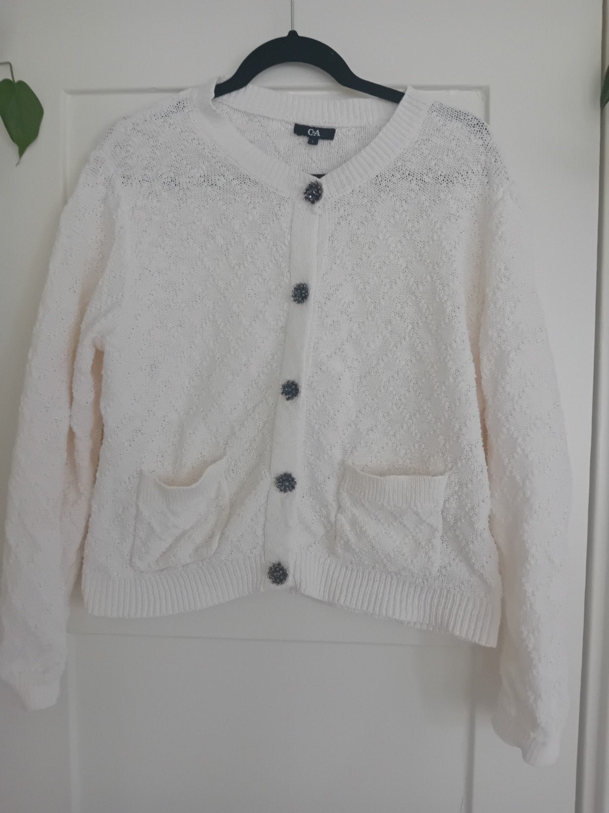 C&A Vest wit 100% Katoen met Kralen en Drukknopen Maat L, Wit, Maat 42/44 (L), Nieuw, Ophalen of Verzenden