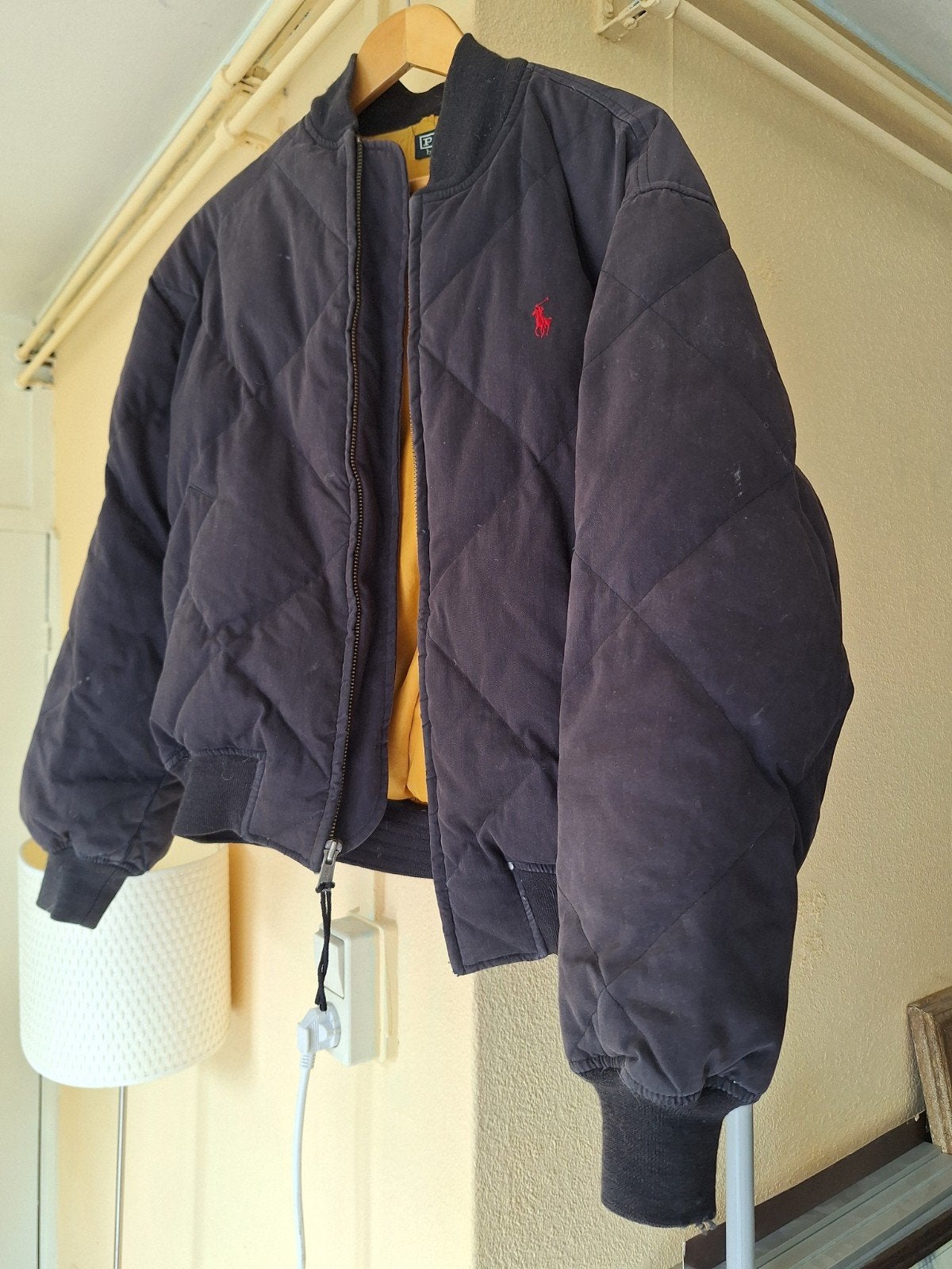 Zeldzaam vintage Ralph Lauren donsjack bomberjack maat S, Ralph Lauren, Ophalen of Verzenden, Gedragen, Blauw
