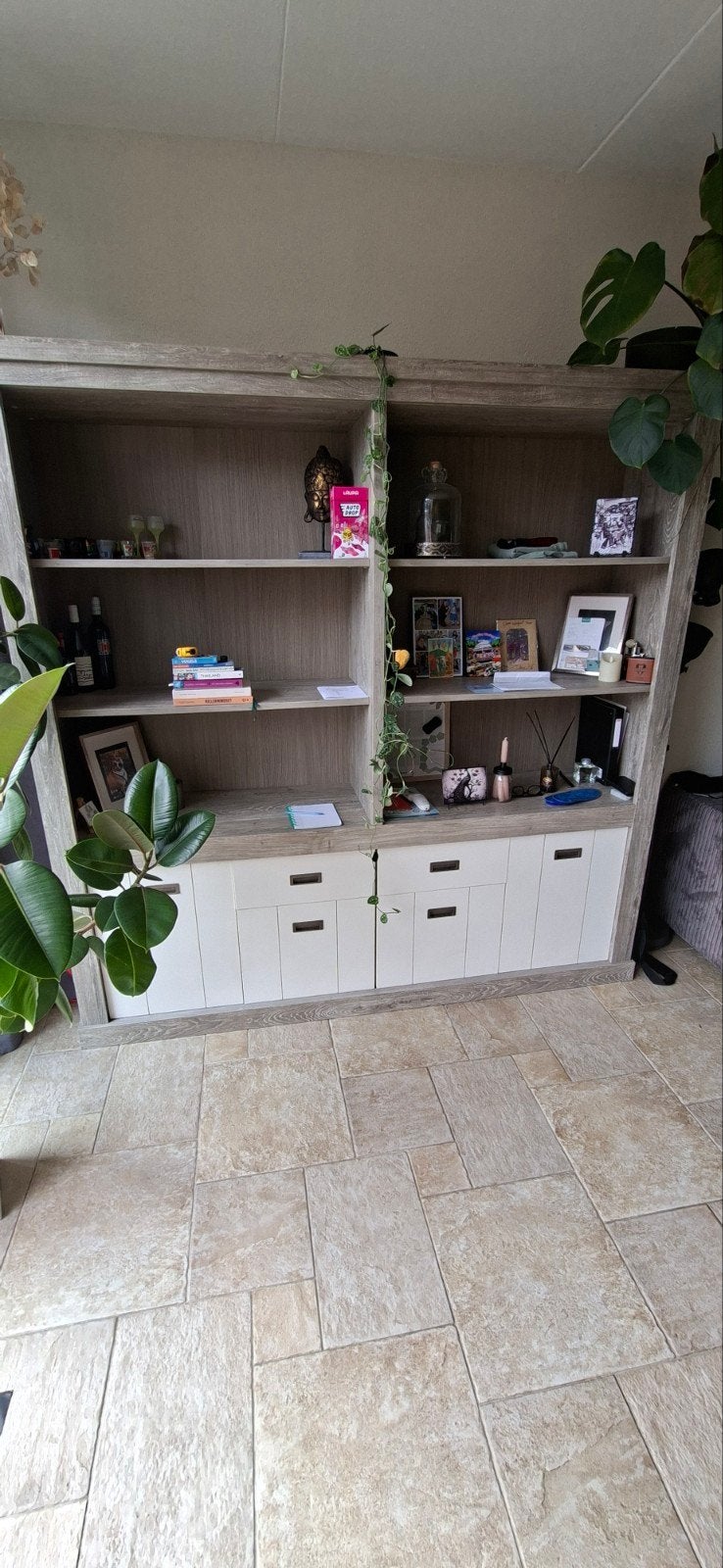 Grote Boekenkast/buffetkast, Ophalen, Modern, Scandinavisch, 200 cm of meer, Met lade(s)
