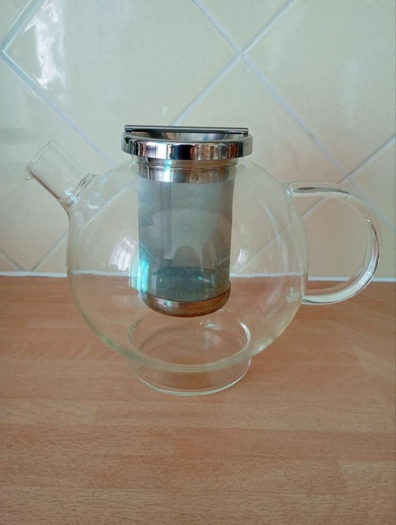 Glazen theepot met zeef, Overige typen, Ophalen of Verzenden, Overige stijlen, Glas