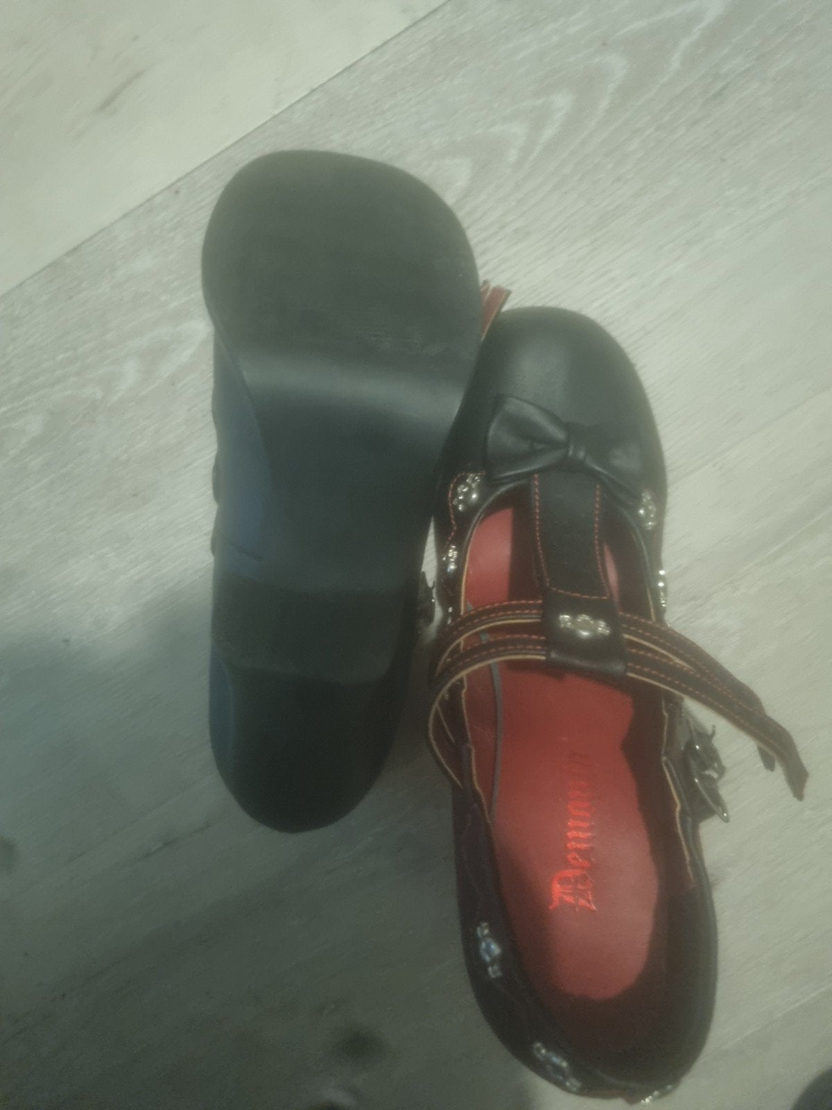 Demonia Hakken 8cm Maat 41 - Z.G.A.N. met Doodskopjes, Ophalen, Zwart, Zo goed als nieuw, Schoenen met hoge hakken