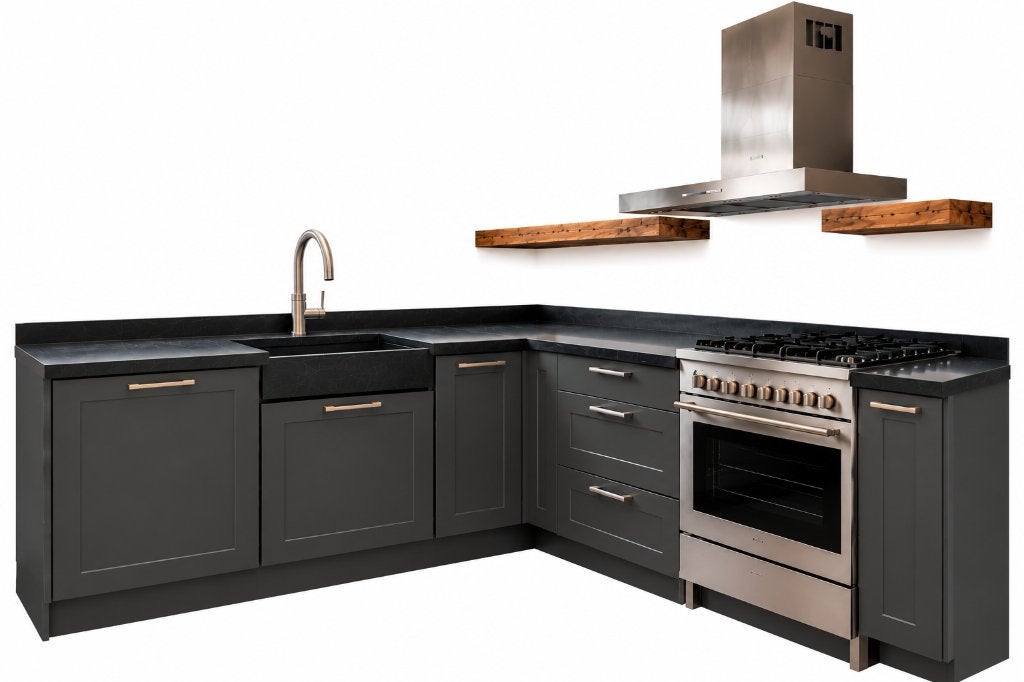 Keuken, met gasfornuis en inbouw koelkast, Gebruikt, Overige typen, Graniet of Steen, Ophalen of Verzenden