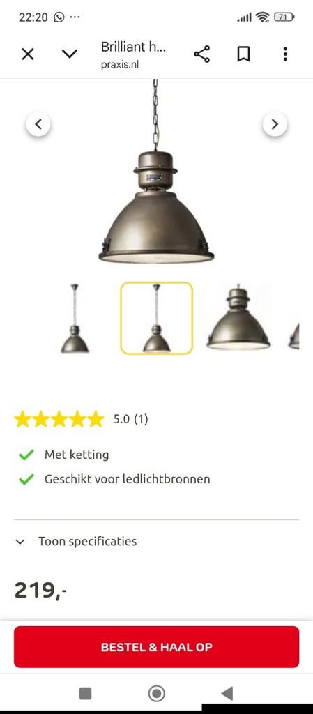 Kamer lamp  industriël industrial brilliant, Ophalen of Verzenden, Nieuw