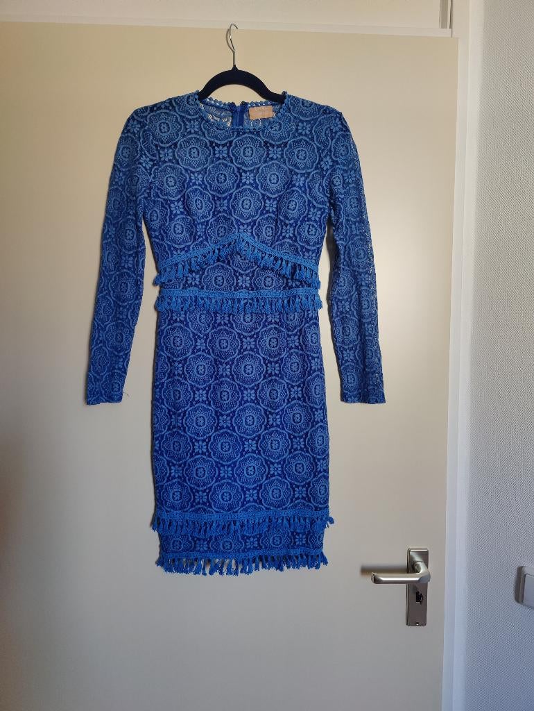 Lichtblauwe jurk met kobalt voering, Triangle, Blauw, Ophalen of Verzenden, Zo goed als nieuw