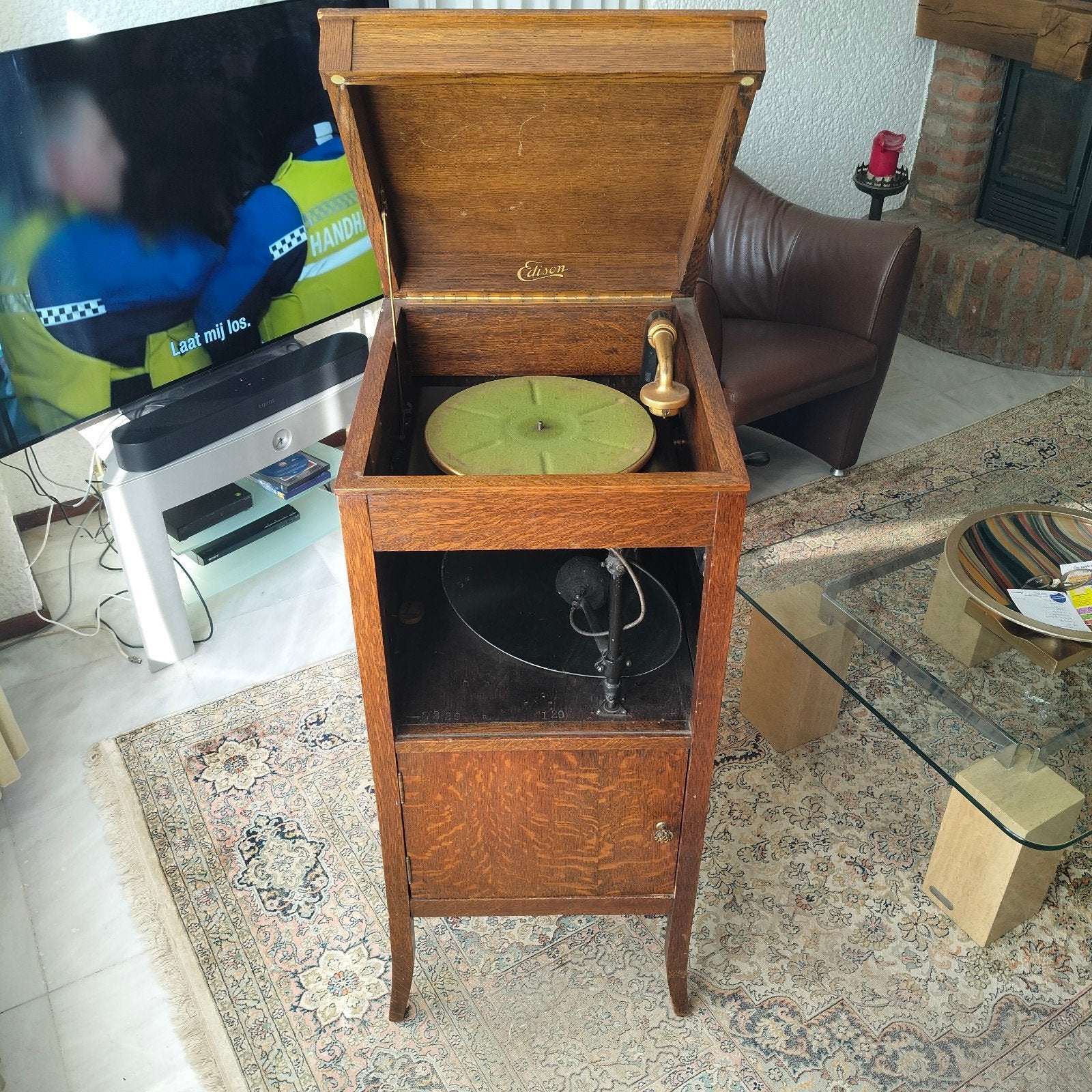 Antieke Edison H 19 Grammofoon uit 1919 - Werkend, Audio, Tv en Foto, Platenspelers, Ophalen