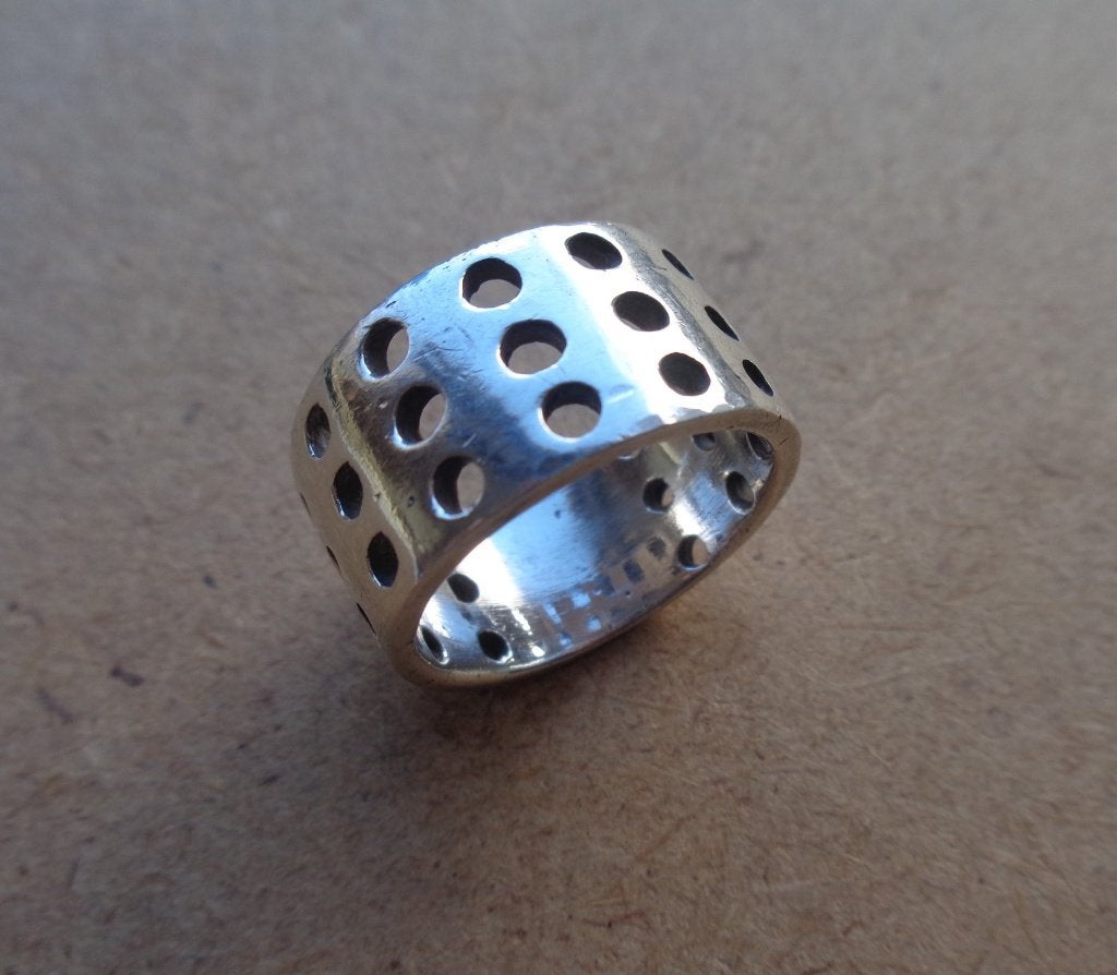 zilveren stoere brede ring [1008], 18 tot 19, Verzenden, Zo goed als nieuw, Dame