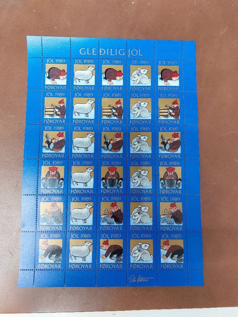 Faeröer Eilanden Kerstzegels 1989 - Compleet Vel, Ophalen of Verzenden, Denemarken, Postfris