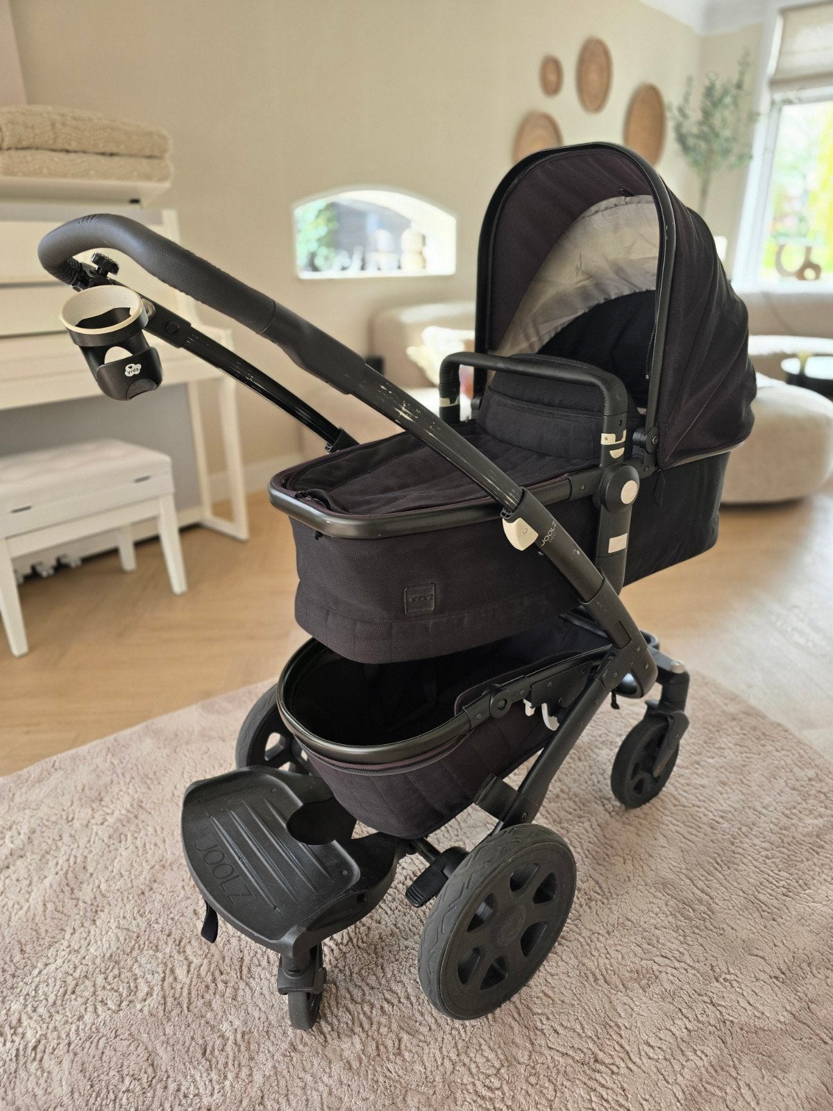 Joolz geo 2 zwart kinderwagen met reiswieg en zitje, Ophalen, Zo goed als nieuw, Overige merken, Met reiswieg