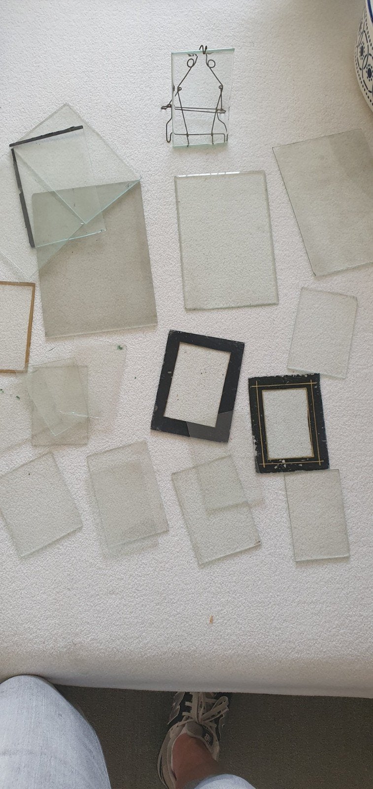 Antieke fotolijst glaasjes, diverse maten, Ophalen, Gebruikt, Met glas, Glas