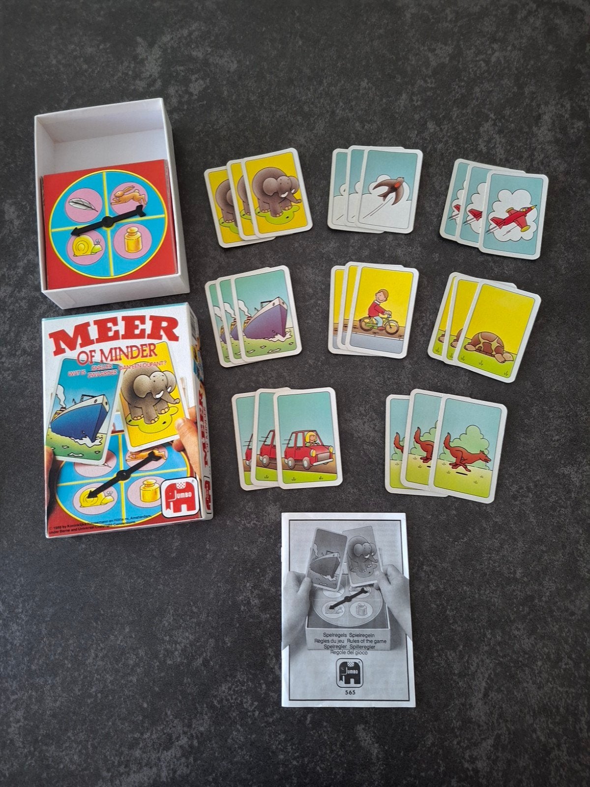 Jumbo spel Meer of Minder, Verzamelen, Ophalen, Gebruikt, Kwartet(ten)