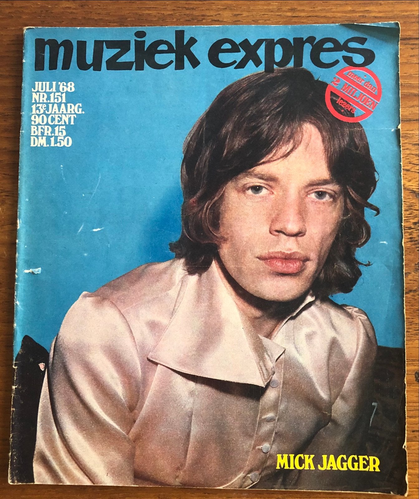Muziek Expres Juli '68 - Mick Jagger cover Rolling Stones, Ophalen of Verzenden, Zo goed als nieuw, Boek, Tijdschrift of Artikel