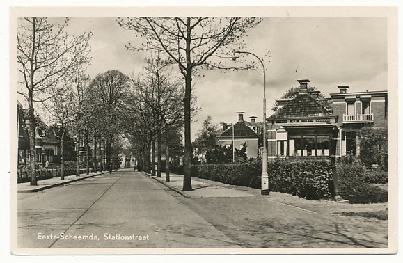 Eexta-Scheemda, Stationstraat, Verzamelen, Ophalen of Verzenden, 1940 tot 1960, Ongelopen, Groningen