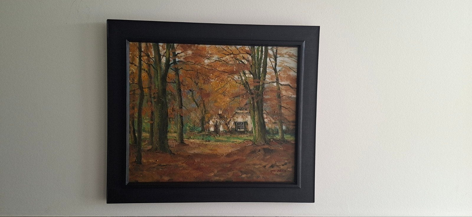 Gerrit Bakker  - Herfstlandschap (Incl lijst 74x64), Antiek en Kunst, Kunst | Schilderijen | Klassiek, Doek, Realistisch, Ophalen of Verzenden