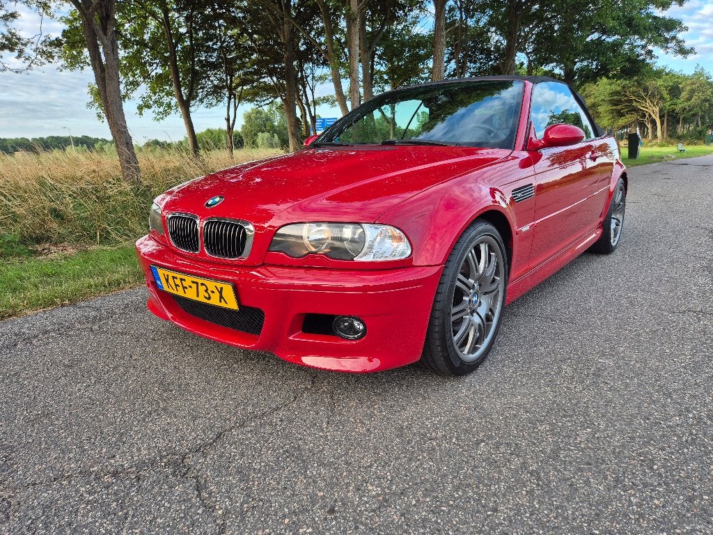 BMW M3,E46,Cabrio,Imola Rood,hand geschakeld, Achterwielaandrijving, Zwart, Cabriolet, 4 stoelen