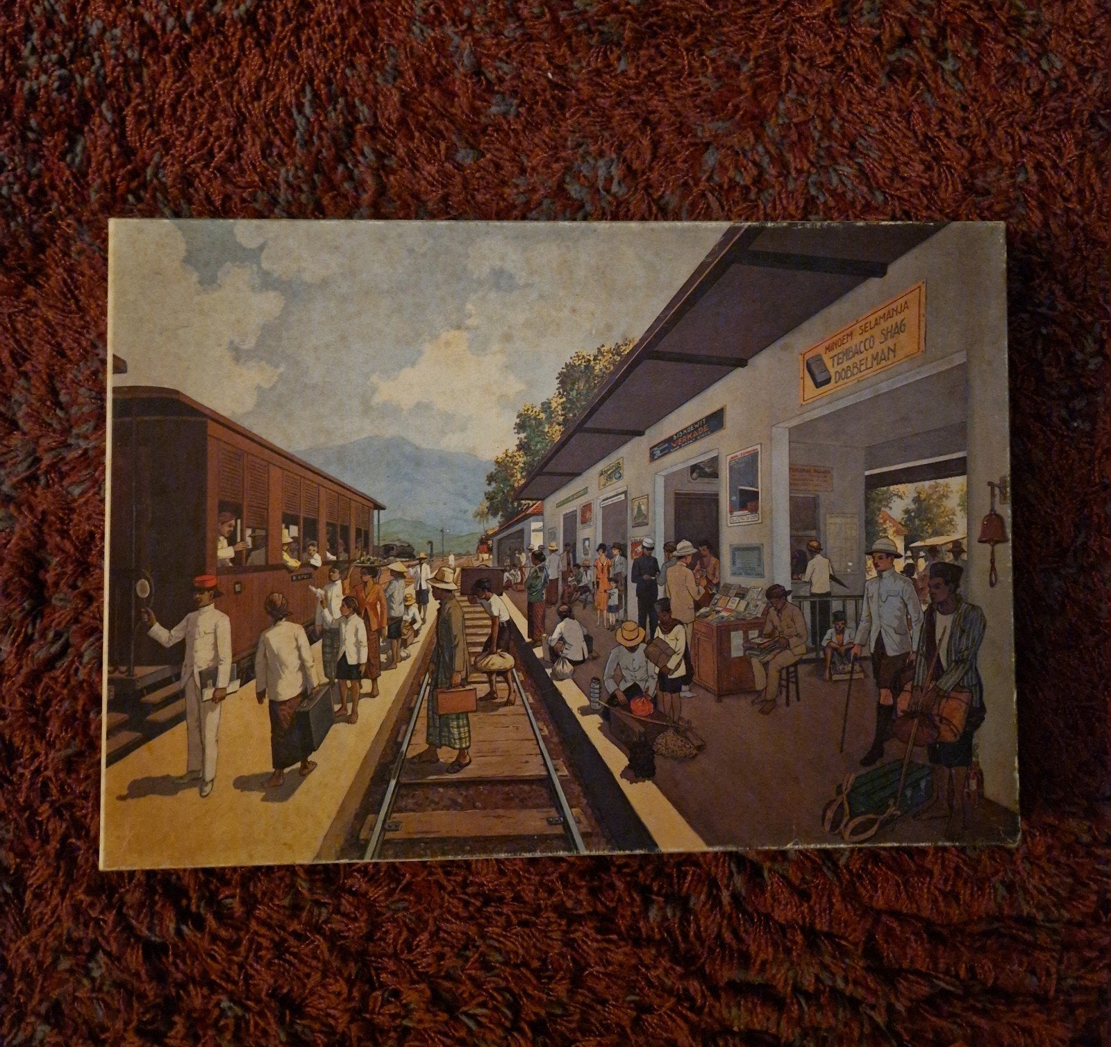Puzzel Indonesisch station,affiche Ben Frank, Spoorwegmuseum, Ophalen of Verzenden, Gebruikt, Tram, Kaart of Prent