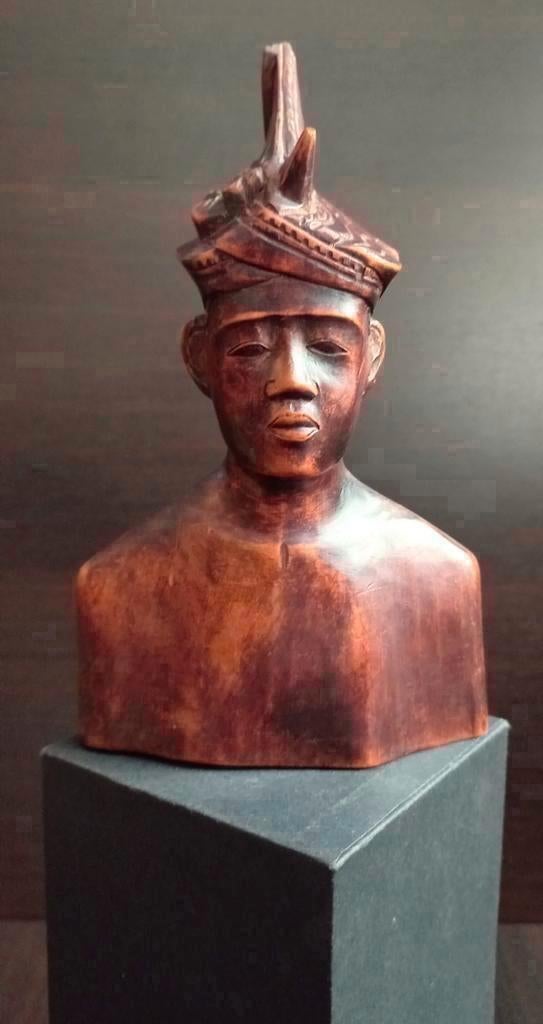 Antiek houten beeld man buste, Antiek en Kunst, Kunst | Beelden en Houtsnijwerken, Ophalen of Verzenden