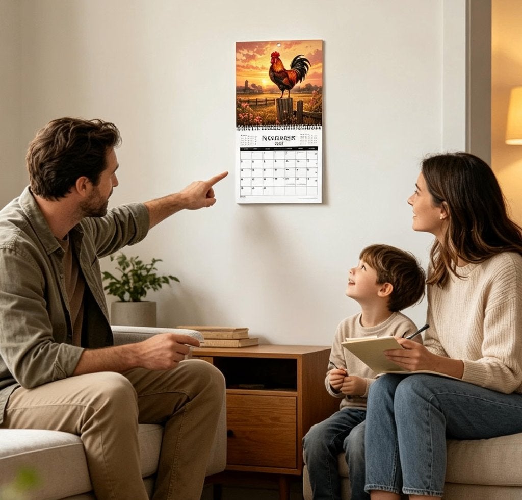 2027 Kalender, Grappige Kip Planner, Wandkalender, Verzenden, Maandkalender, Nieuw