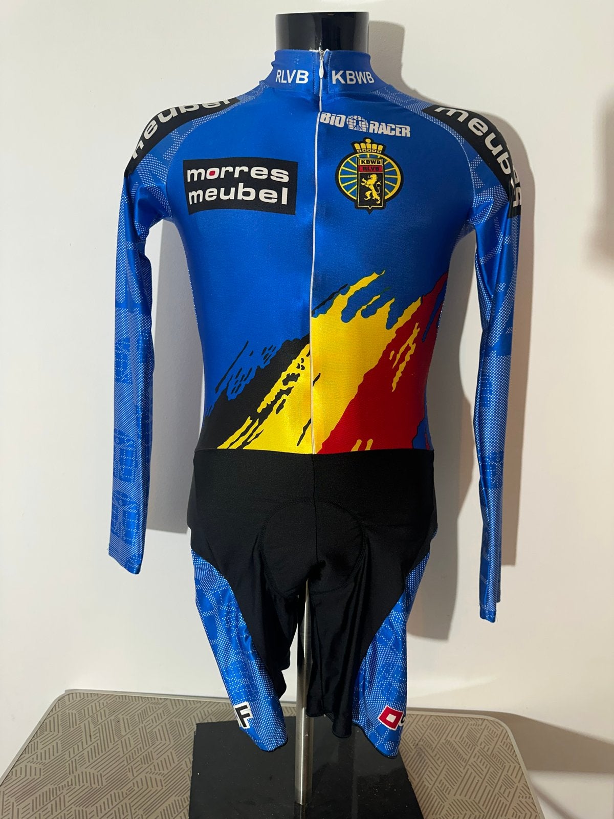 Retro Wielerpak Belgie Maat M - Morres Meubel RLVB KWB, Gebruikt, Ophalen of Verzenden, Bovenkleding, Heren